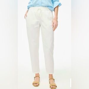 J. Crew Womens White Linen-cotton blend drawstring pant
